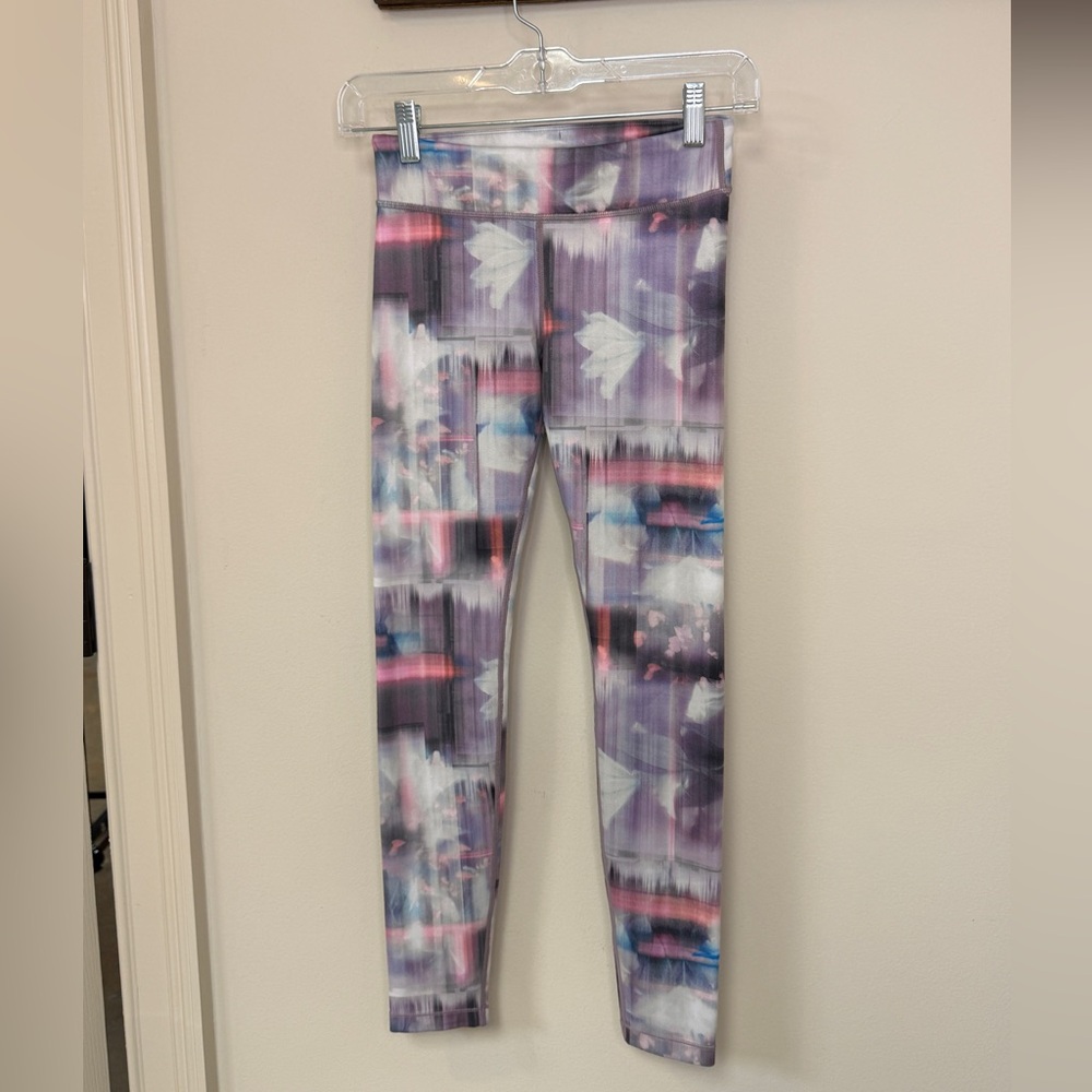 Athleta Girl: Multicolored Pink / Purple / White / Teal Legging, Size L/12